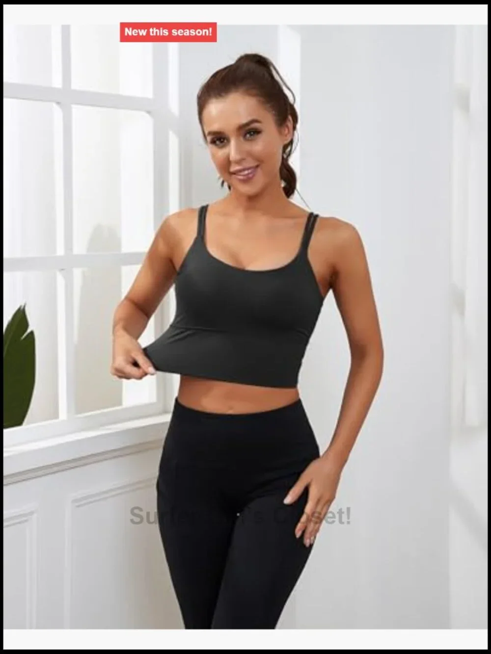 High Support Longline Sports Bra Built In Bra Strappy Yoga Crop Tank Top